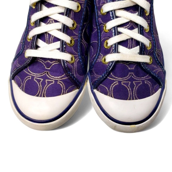 Coach Barrett Sneaker Women's Purple with Metallic Signature Logo Cap Toes 8B - Picture 7 of 8